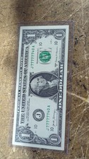 2017 $1 Bill Fancy Serial Number J77777740A Six 7s Near Solid Currency picture