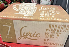 Vintage Jeannette Lyric Juice Set 7 Piece NOS in Original Box – Mid Century Glas picture