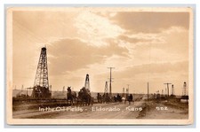 RPPC El Dorado Oil Fields & Horse Drawn wagons at sunset ~ Derricks wells picture