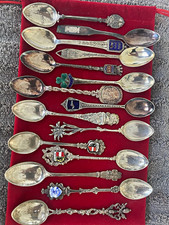 Vintage Souvenir Spoon Lot 15 Sterling 800 Silver Enamel Denmark Ireland Austria picture