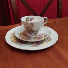 Shelley Heather Pattern Vintage Fine Bone China Teacup Saucer & Plate – Trio  picture