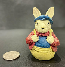 Annie's Attic Easter Bunny Rabbit Figurine Painted Resin Basketweave Taiwan picture