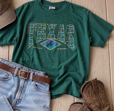 Vtg Oneita Texas Graphic Tee Made in USA Green Size Large picture