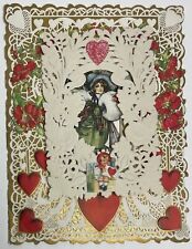 Vintage Victorian Valentine Greeting Card Printed Message 3D picture