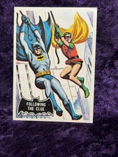 1966 Topps Batman #40 Following the Clue Robin Black Bat Vintage Trading Card picture