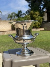 Vtg Silver Plate Champagne Bucket Wine Cooler Trophy Urn Handles MCM picture