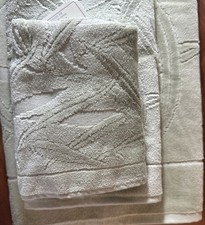 Vintage TerriSol Karsten Sage Green Leaf 3 Piece Towel Set  100% Cotton Brazil picture