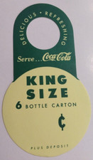 1960 Vintage Coca Cola 6 pack price tage/hang tags King Size/6 bottle carton NOS picture