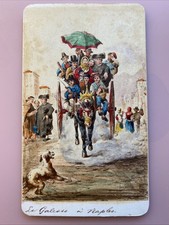 Antique Italian Naples Souvenir Card “Le Galeose ai Naples” Hand Colored picture