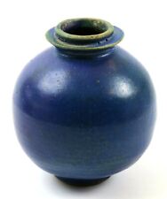 Blue Ball Shaped Stoneware Jar, Small Rustic 3