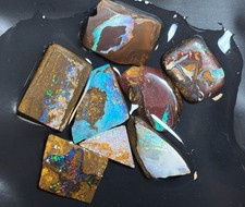 8-PIECE BOULDER OPAL 68 CARATS ROUGH & RUBS LOT — QUEENSLAND, AUSTRALIA picture