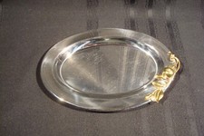 Oneida Silver Stainless Steel Silver and Gold Oval Tray 9.5