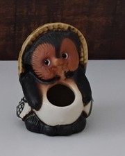 Shigaraki Ware Pottery Tanuki Japanese Lucky Raccoon Dog Toothpick Holder CUTE picture