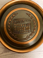Vintage Bailey's Supreme Coffee L.E. Mason Co Boston Metal Advertising Coaster picture