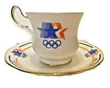 VTG 1984 L.A. OLYMPICS TEA CUP & SAUCER MADE IN THE U.K. NEW WITHOUT TAGS picture