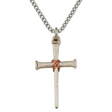 Ladies 925 Sterling Silver Antiqued Nail Cross Christian Pendant Medal Necklace picture