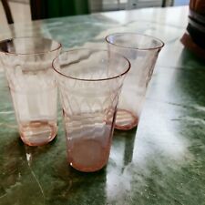 3 Rare VTG Jeanette Depression Glasses Pink Cherry Blossom Flat Bottom Collector picture
