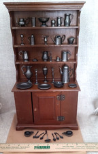 Franklin Mint 27 + pc.  * Miniature * China Hutch & Pewter Cabinet picture