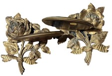 VTG Gold Gilt Heavily Carved Wood Chippy Rose Shelf Romantic MCM Mid Century picture