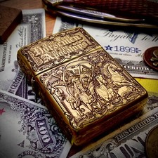 Zippo “Four Horsemen of the Apocalypse” Engraved 5-Sided Brass Armor Lighter picture