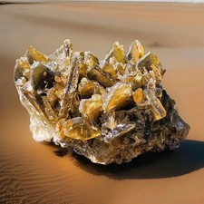 368g Natural Golden Honey Bladed Barite, Heavy Spar, Calcite Crystal Cluster picture