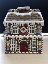 RARE 2016 PartyLite Iced Gingerbread Ceramic House MISSING BOTTOM Candle Holder picture