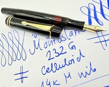 Very Rare 1940s MINT MONTBLANC 232 G Celluloid Fountain Pen- 14k M Nib-Restored picture