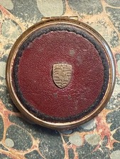 Rare Vintage Porsche Leather & Brass Pill/Snuff Box Stamped Germany picture