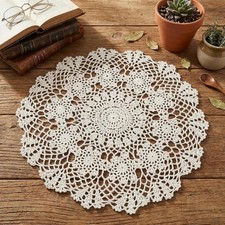 Dollies for Tables, 15.7 Inch Round Vintage Crochet Doilies, Large Cotton picture