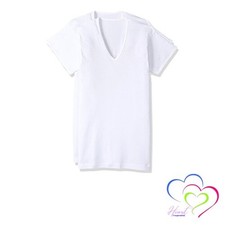 Gunze GK12126 Men's GreenMark Short Sleeve V-Neck 100% Cotton Undershirt White picture