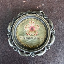 Vintage Reliquary Relic Filigree Saint St John Bosco Catholic Church Artifact picture