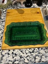 Vintage Indiana Glass Last Supper Plate Tray Teal Spruce Green 11”x7” picture