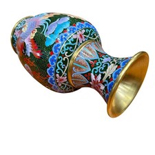 Antique Chinese cloisonné vase, dragon, late 19th century enameled,lotus flower picture