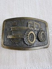 Vintage International Harvester IH Tractor Belt Buckle Brass Tone Farm picture