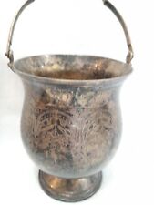 EPNS A1 Bucket Marked India Patinaed Intricate Etched Designs 6 1/2  Inches picture