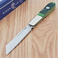 Queen Barlow Folding Knife 1095HC Steel Wharncliffe Blade Jigged Bone Handle picture