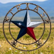 24 Inch Texas Star Metal Wall Sign, Red White and Blue Patriotic Decor picture