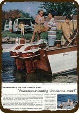 1957 JOHNSON 35HP SEAHORSE Outboard Boat Motor DECORATIVE REPLICA METAL SIGN picture