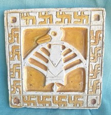 Unique Handcrafted Art Tile 1935 Native American Motif Thunderbird Whirling Log picture
