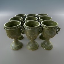 Set of Nine 1950s Green Swirl Inarco Plastic Planter, goblet, decor P100 MCM  picture
