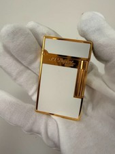 S.T. Dupont White Painted Gold Single Flame Lighter with Gift Box picture