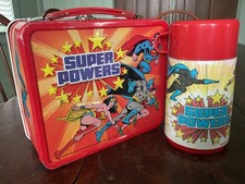 VINTAGE SUPER POWERS LUNCHBOX AND THERMOS picture
