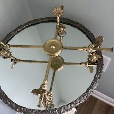 Andrea by Sadek Ornate Footed Brass Plate Bowl /Plant Stand Vintage Adjustable picture