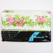 Vtg Bed Sheet Shabby Pink Roses Floral Flowers NOS New Twin Flat Tranquility picture
