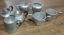 Hammered Aluminum Creamer Pitcher Sugar Bowl Lot 7-pc Vintage picture