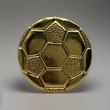 Soccer Ball Football Foot Ball Gold Toned Letterman Backpack Hat Lapel Pin picture