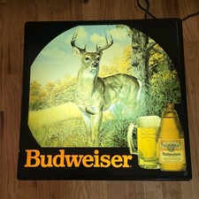 Vintage Budweiser Deer Buck Hunting Light Up Beer Sign 18x18” - Excellent picture