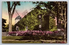 Postcard NY John Paynes Home Wind Mill East Hampton LI Hand Colored c1940s BB11 picture