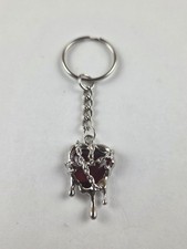 Gothic Red Heart In Chains Metal Keychain.  (KC-15) picture
