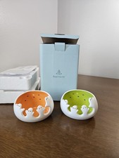 Partylite Spooky Ghost Tealight Candle Holders Set Of 2 Ceramic Halloween New picture